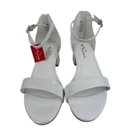 NINA HIDI BLOCK HEEL OPEN TOE MEMORY FOAM KITTEN HEELS IN WHITE NWOB SIZE 6M - Picture 3 of 14